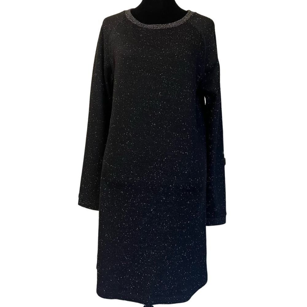 Scotch & Soda Straight Hem Sweatshirt Mini Dress Long Sleeve Black Womens Size 1